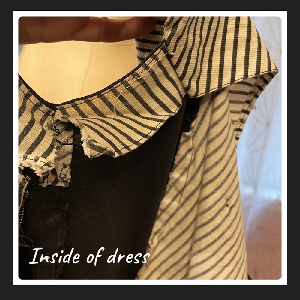 Vintage Small black white stripe bows dress VTG swing Vlv gothic beetle juice - Picture 9 of 13